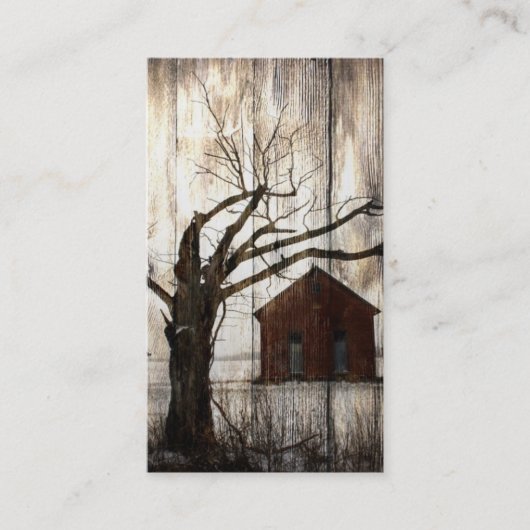 木製の穀物の素朴な国の赤い納屋の名刺 名刺 (正面)