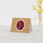 木製の穀物の航海のな船の車輪のいかり カード (黄色い花)