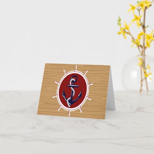 木製の穀物の航海のな船の車輪のいかり カード (黄色い花)