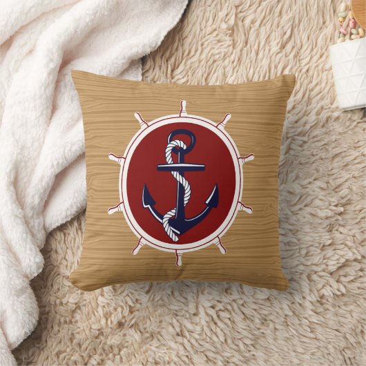 木製の穀物の航海のな船の車輪のいかり クッション (ブランケット)