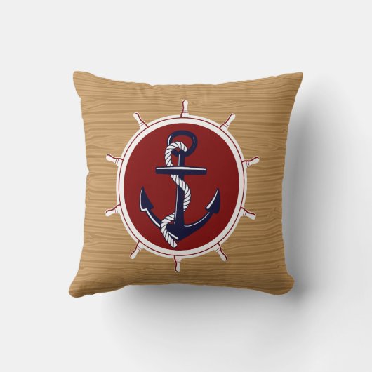 木製の穀物の航海のな船の車輪のいかり クッション (裏面)
