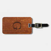 木製の穀物の質|の素朴なモノグラム ラゲッジタグ (正面横)