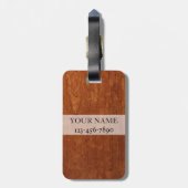木製の穀物の質|の素朴なモノグラム ラゲッジタグ (裏面縦)