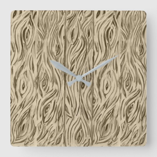 木製の穀物板フランスのなカシのワインバレルの時計 スクエア壁時計 (正面)