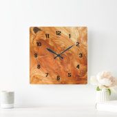 木製の穀物 スクエア壁時計 (ホーム)