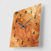 木製の穀物 スクエア壁時計 (傾斜)
