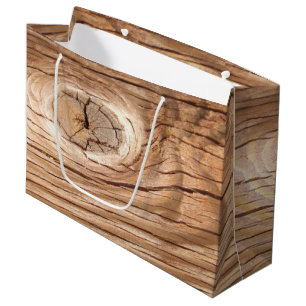 木製の穀物Knothole ラージペーパーバッグ