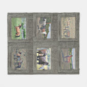 木製の窓の馬 フリースブランケット (正面(横))