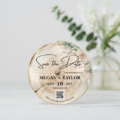 木製の節約日付写真 ウェディングQRコード 招待状 (スタンド正面)