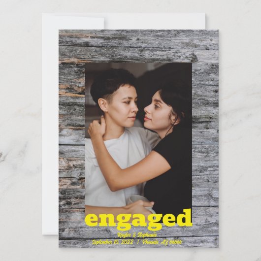 木製の節約日程カード - 結婚式写真 セーブザデート (正面)