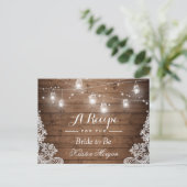 木製の糸 ライトのレース ブライダル レシピ カード (スタンド正面)