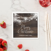 木製の素朴なストリングライト クリスマス スタンダードカクテルナプキン (インサイチュ)