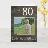 木製の素朴なデザインが感動を与える80歳の誕生日写真 カード (黄色い花)