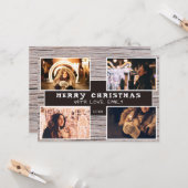 木製の素朴なデザインが特徴の4枚の写真を飾れるクリスマスカード カード (正面/裏面インサイチュ)