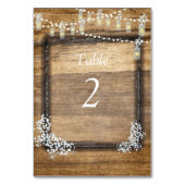 木製の素朴なデザイン、赤ちゃんの息、メイソンジャー、カスタム テーブルナンバー (裏面)