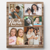 木製の素朴なフォトプレート 愛してるおばあちゃん 孫たち 6枚の写真 フォトプラーク (正面)