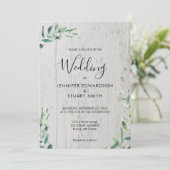 木製の素朴なボタニカル水彩画の葉のウェディング 招待状 (スタンド正面)