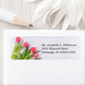 木製の素朴な春のチューリップ宛名ラベル ラベル (インサイチュ)