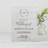 木製の素朴な水彩画の葉のモノグラム ウェディング 招待状 (スタンド正面)