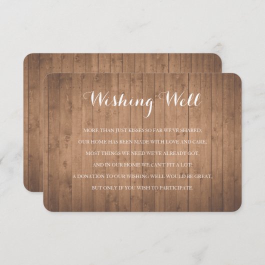 木製の素朴な結婚願い井戸の挿入カード エンクロージャーカード (正面/裏面)