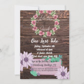 木製の素朴な花のウェディングリハーサルディナーカード 招待状 (正面)