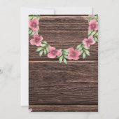 木製の素朴な花のウェディングリハーサルディナーカード 招待状 (裏面)