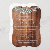 木製の素朴な花の結婚式招待状 招待状 (正面/裏面)