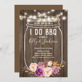 木製の素朴な装飾、瓶、BBQパーティーの招待状 招待状 (正面/裏面)