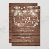 木製の素朴ストリングライトカントリーフローラ セーブザデート (正面/裏面)