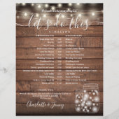木製の素朴ストリングライト結婚式 プログラムのタイムライン (正面)
