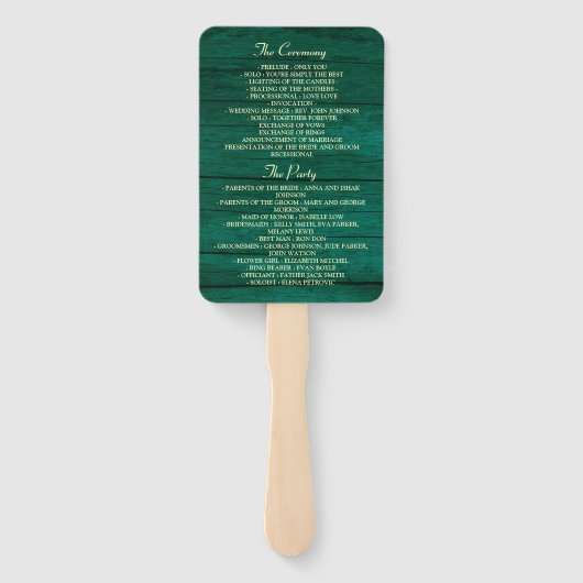 木製の素朴ストリングライト結婚式 プログラムハンドファン ハンドファン (裏面)