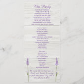 木製の結婚式の紫色のラベンダーの花 プログラム (裏面)