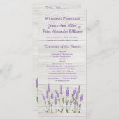 木製の結婚式の紫色のラベンダーの花 プログラム (正面/裏面)