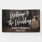 木製の結婚樽へようこそ 横断幕 (横)