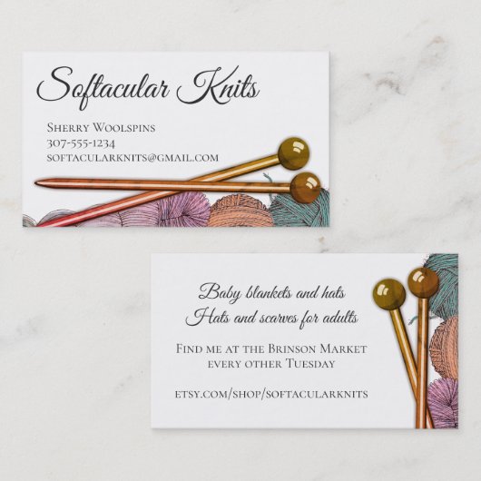 木製の編み物針ヤーンの編機械の名刺 名刺 (正面/裏面)