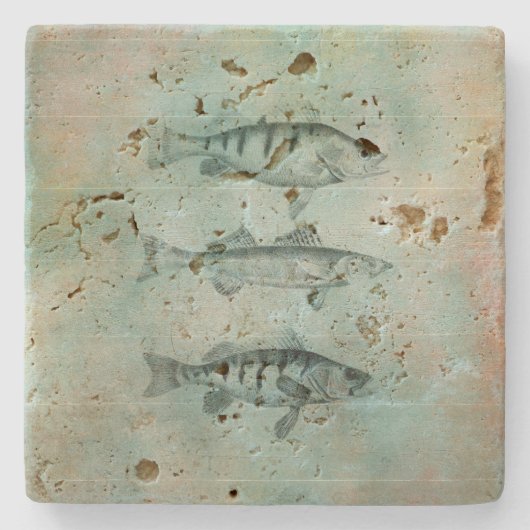 木製の織り目加工の一見の魚のデザイン ストーンコースター (正面)