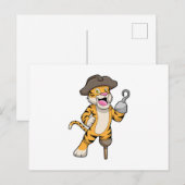 木製の義足とフックの手を持つ海賊の虎 ポストカード (正面/裏面)