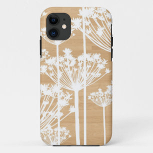 木製の背景によってはガーリーな花パターンが開花します iPhone 11 ケース