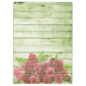 木製の背景のエレガントモダンバラ クリップボード (裏面)