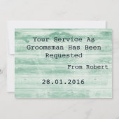 木製の背景のスーツ私のgroomsmanになる 招待状 (裏面)