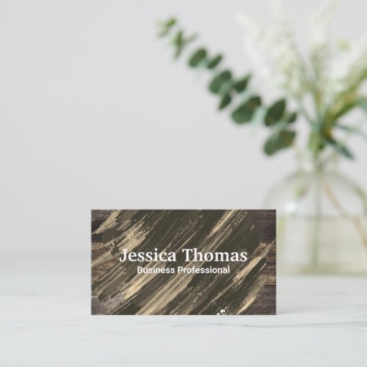 木製の背景 |ブラシ仕上げテクスチャ 名刺 (スタンド正面)