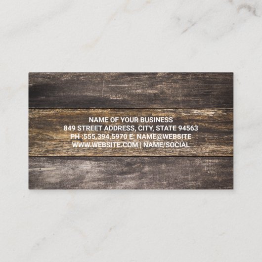 木製の背景 |ブラシ仕上げテクスチャ 名刺 (裏面)