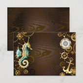 木製の背景（メカニカルシーホース付き） エンクロージャーカード (正面/裏面)