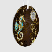 木製の背景（メカニカルシーホース付き） オーナメント (正面)