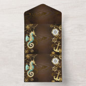 木製の背景(メカニカルシーホース付き) オールインワン招待状 (内側)