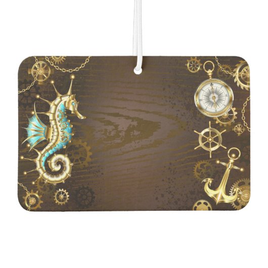 木製の背景（メカニカルシーホース付き） カーエアーフレッシュナー (正面)