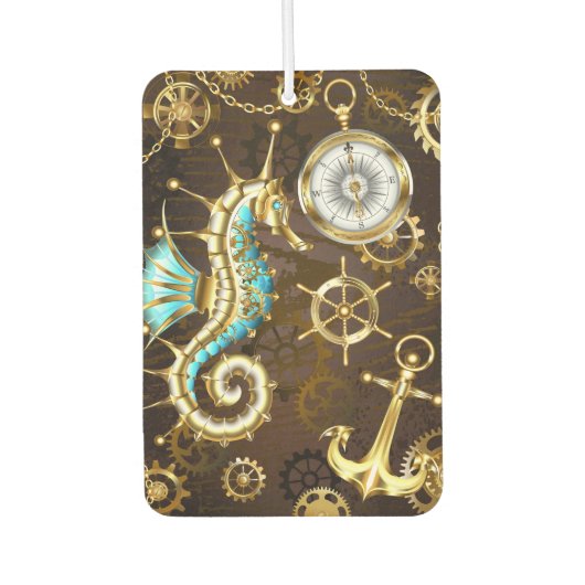 木製の背景(メカニカルシーホース付き) カーエアーフレッシュナー (正面)