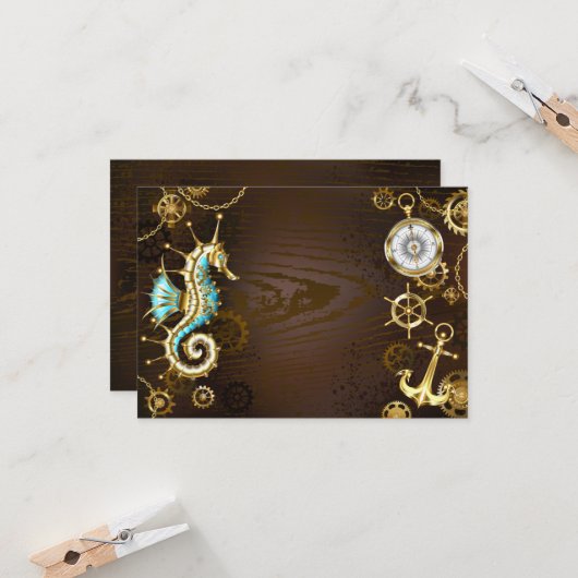 木製の背景(メカニカルシーホース付き) カード (正面/裏面インサイチュ)