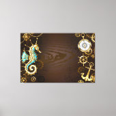 木製の背景(メカニカルシーホース付き) キャンバスプリント (正面)