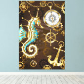 木製の背景(メカニカルシーホース付き) キャンバスプリント (インサイチュ (ウッドフロア))